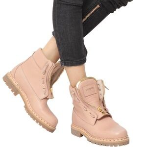 Balmain Beige Tia Suede Grommet Ankle Boots 38.5